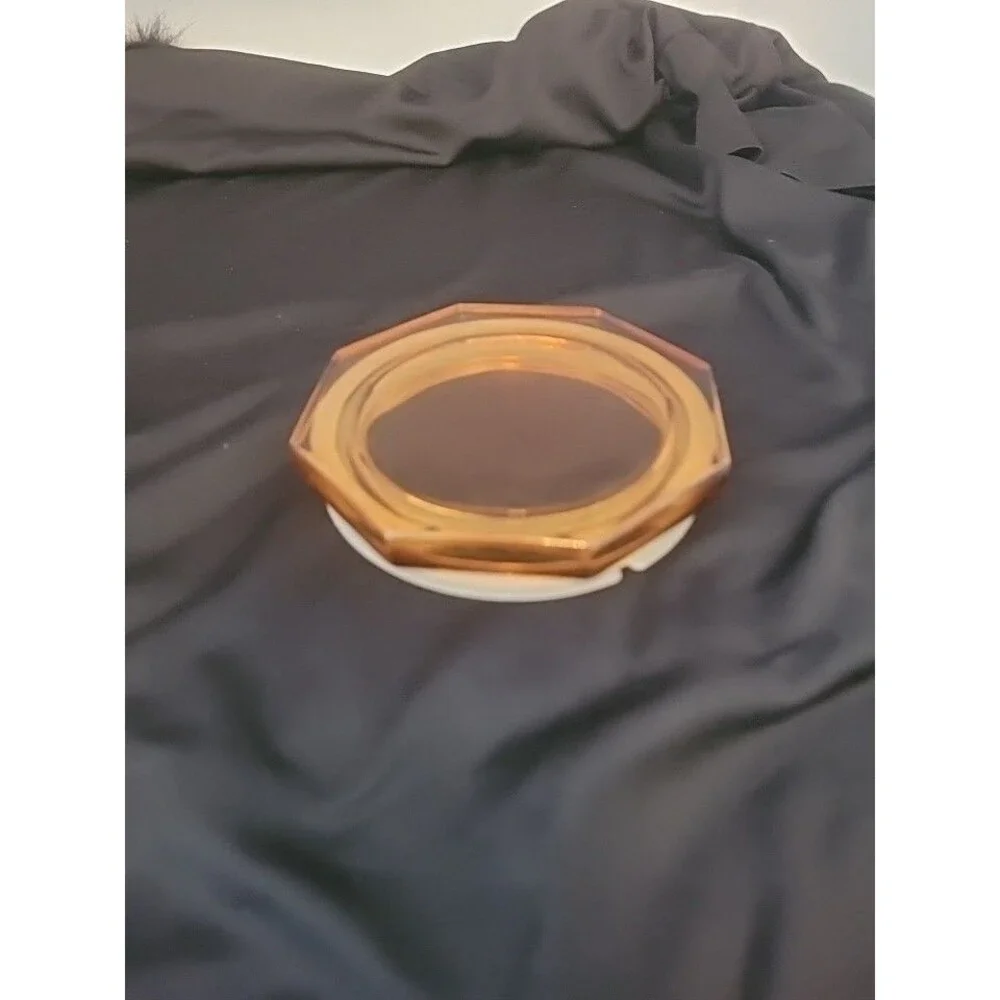 Vintage Amber Octogon Glass Lid With Rubber Seal